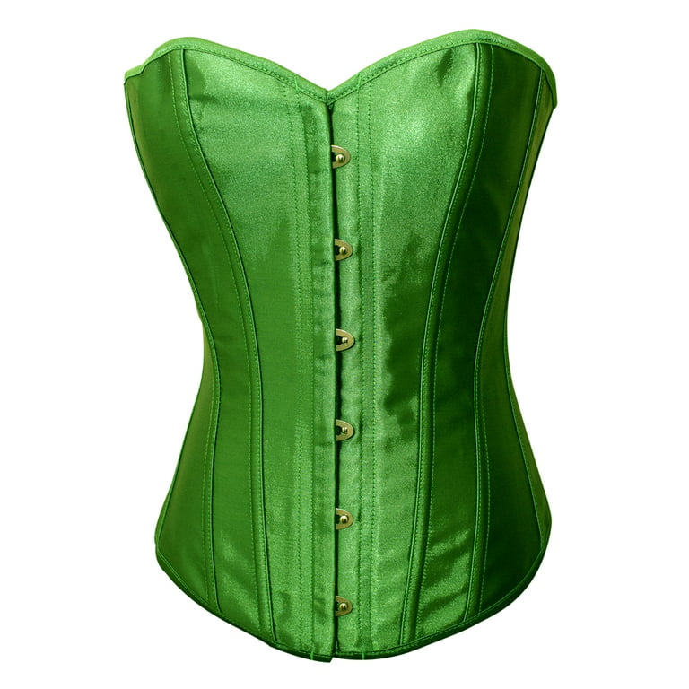 Chicastic Emerald Green Satin Sexy Strong Boned Corset Lace Up Bustier Top  - 3-4 XL 