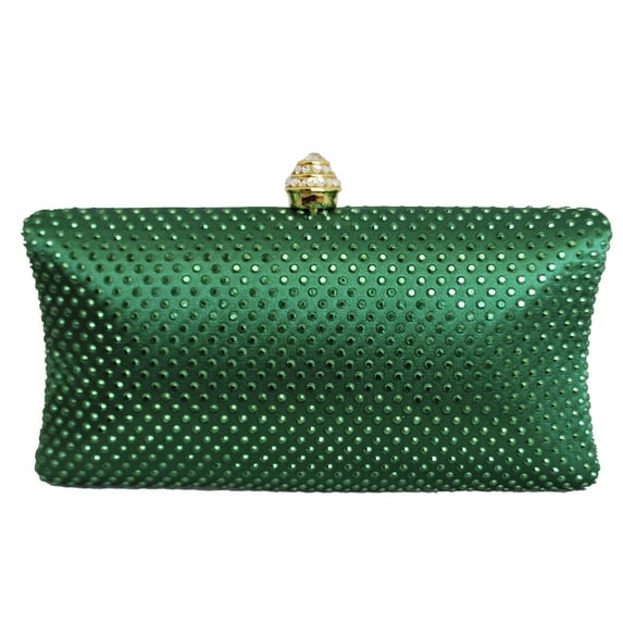 Chicastic Green Rhinestone Crystal Hard Box Wedding Cocktail Evening Clutch Bag