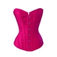 thumbnail image 1 of Chicastic Hot Pink Satin Sexy Strong Boned Corset Lace Up Bustier Top - 5-6 XL, 1 of 2
