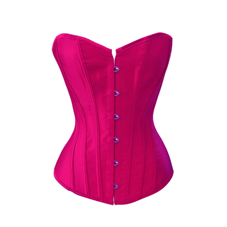 Chicastic Hot Pink Satin Sexy Strong Boned Corset Lace Up Bustier Top - 7-8  XL
