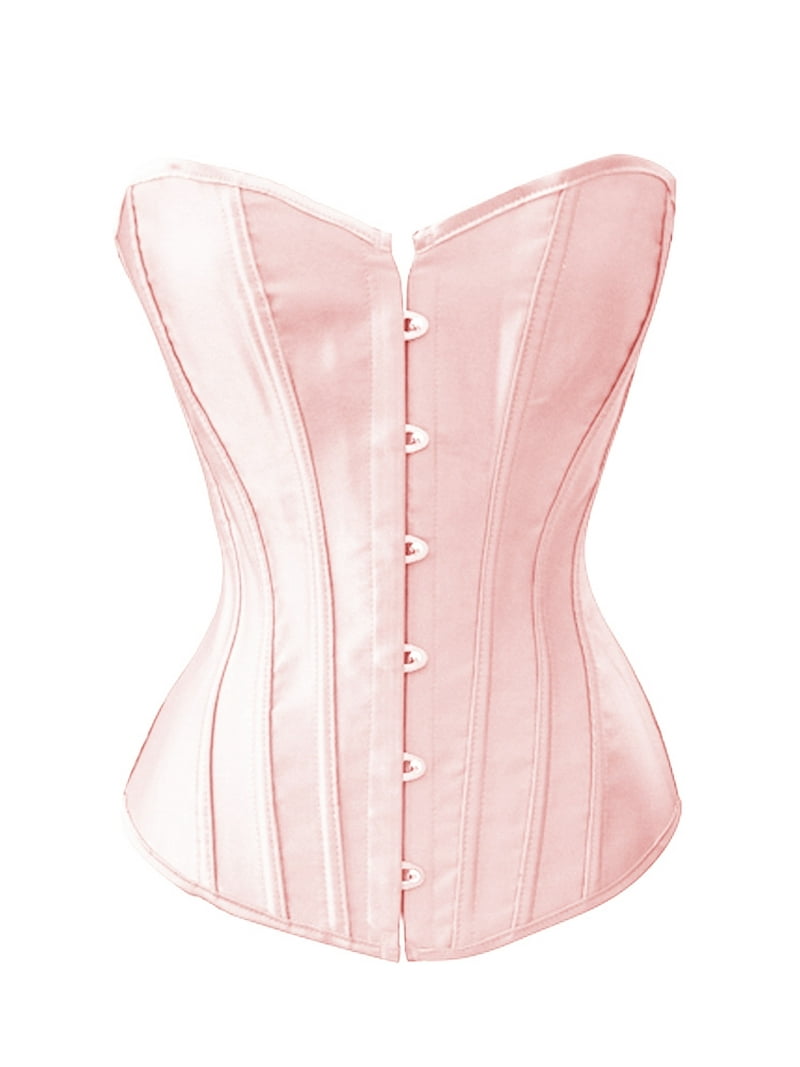 Chicastic Pink Satin Sexy Strong Boned Corset Lace Up Bustier Top