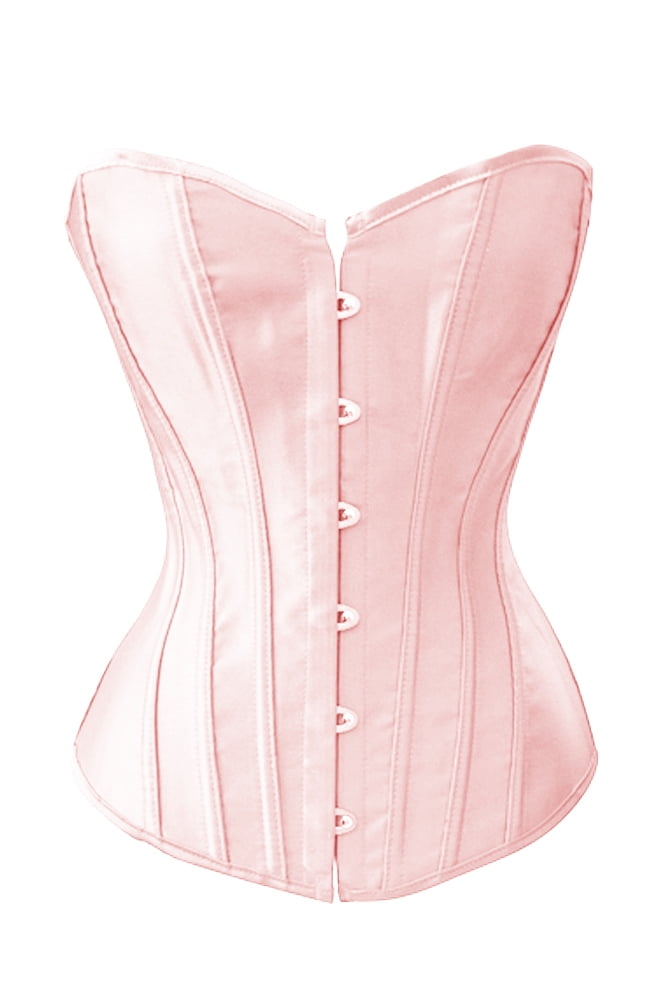 Chicastic Pink Satin Sexy Strong Boned Corset Lace Up Bustier Top