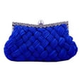 thumbnail image 1 of Chicastic Pleated and Braided Rhinestone studded Wedding Evening Bridal Bridesmaid Clutch Purse - Royal Blue, 1 of 1