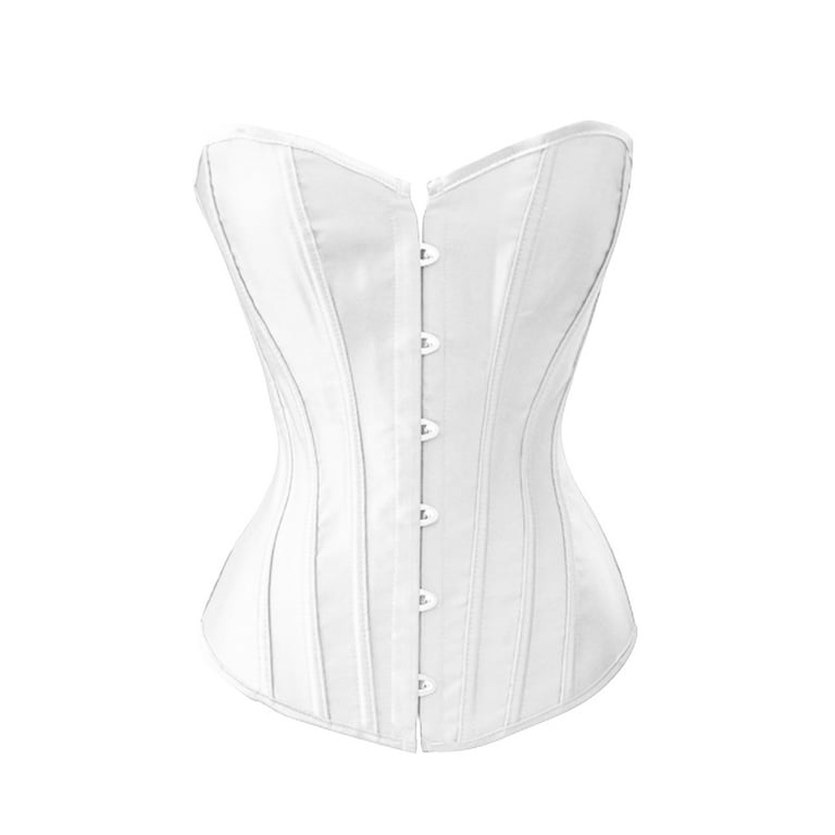 Chicastic Sexy White Satin Corset Lace Up Bustier With Strong Boning - XXL