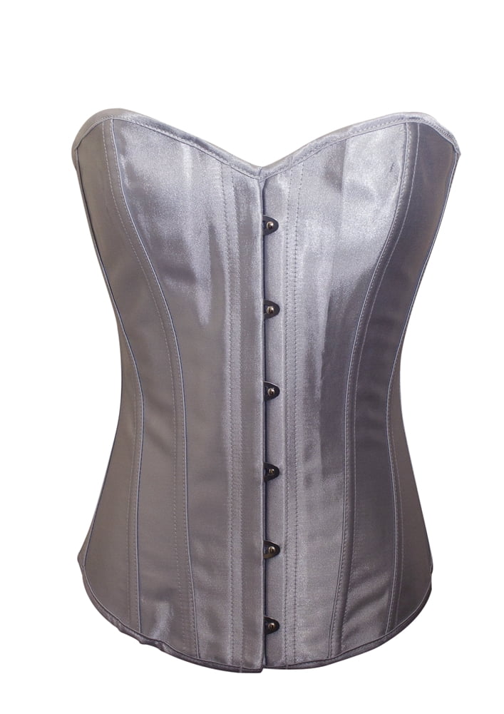 Chicastic Silver Grey Satin Sexy Strong Boned Corset Lace Up