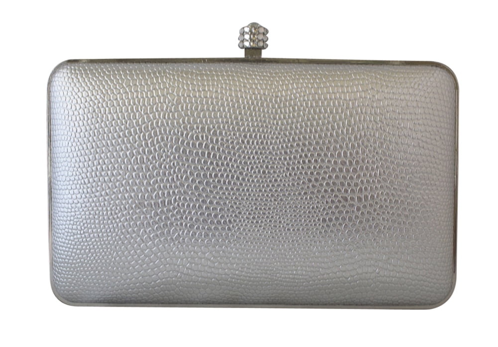 Chicastic Snakeskin Pattern Metallic Hard Box Evening Clutch Purse Silver Walmart