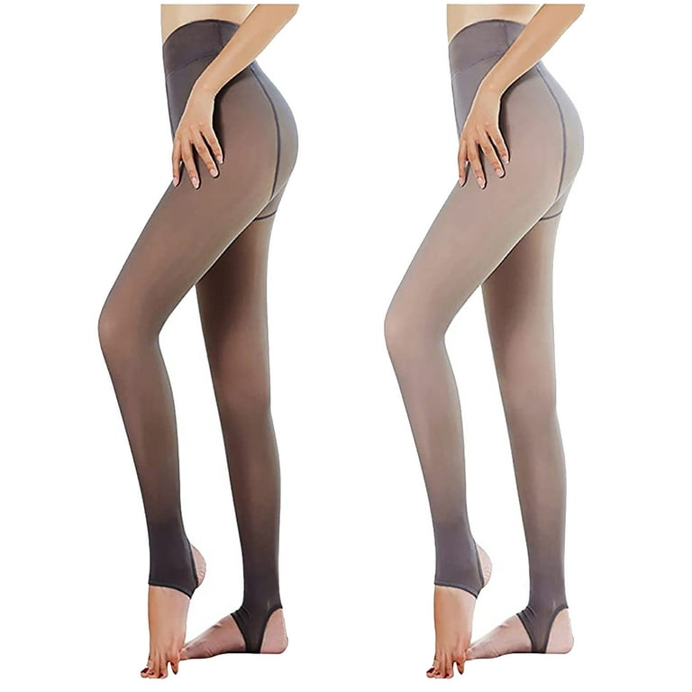 Women's Warm Leggings Pantyhose Fake Translucent Tights Cozy with Fleece-Lined  Stocking (Black, one size) 