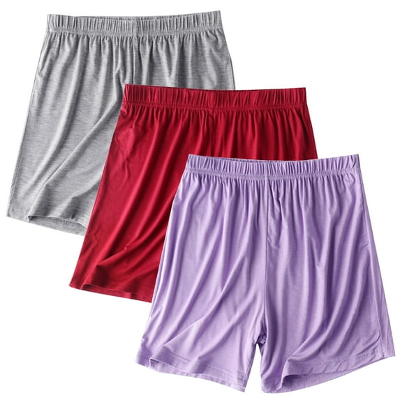 Chiccall 3 Pack Solid Color Womens Plus Size Lounge Shorts Comfy Elastic Waist Pajama Shorts for Yoga Gym Sleep Purple XXL