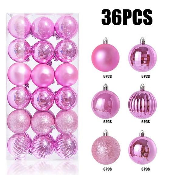 Chiccall 36Pcs Christmas Balls Ornaments for Xmas Tree, 30mm/1.18" Plastic Shatterproof Christmas Ornaments Bulbs Colored and Glitter Christmas Party Decoration with Hook, Christmas Gifts on Clearance
