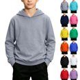 thumbnail image 1 of Chiccall Basic Solid Hooded Sweatshirt for Kids Oversized Street Style Soft Fleece Daily Hoodies for Girls Boys, 1 of 7
