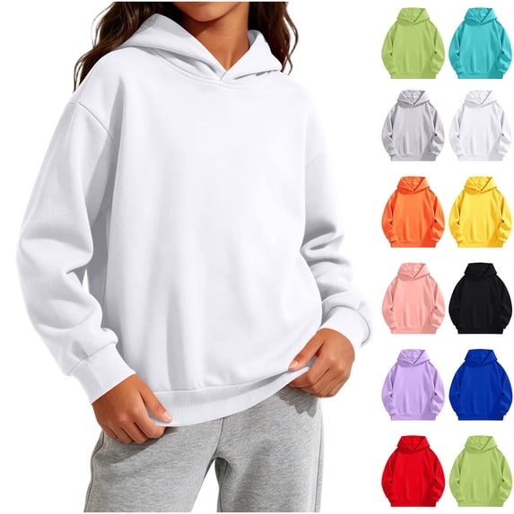 Chiccall Basic Solid Hooded Sweatshirt for Kids Oversized Street Style Soft Fleece Daily Hoodies for Girls
