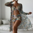thumbnail image 1 of Chiccall Bathing Suit for Women 3 Piece Summer Beachwear Printed Halter Tie Front High Waisted Boyshorts Swimsuit With Cover Up Set on Clearance, 1 of 7