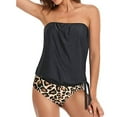 thumbnail image 1 of Chiccall Bathing Suits for Women Loose Fit Two Piece Bandeau Tankini Set Summer Beachwear Swimsuit with Shorts on Clearance, 1 of 5