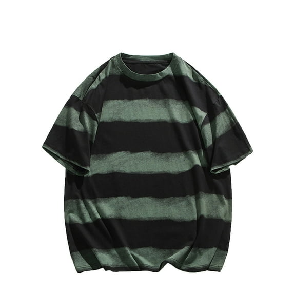 Chiccall Big and Tall Mens Plus Size Striped T Shirts Casual Cotton Short Sleeve Crew Neck Tees Oversized Beach Holiday Summer Tops