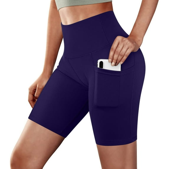 Chiccall Biker Shorts Women with Pockets High Waist Tummy Control Sports Shorts 5" Fitness Exercise Running Yoga Leggings Spandex Compression Athletic Gym Clothes Workout Shorts
