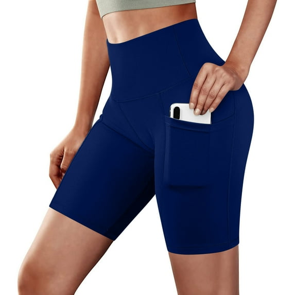 Chiccall Biker Shorts Women with Pockets High Waist Tummy Control Sports Shorts 5" Fitness Exercise Running Yoga Leggings Spandex Compression Athletic Gym Clothes Workout Shorts
