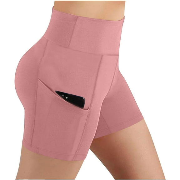 Chiccall Biker Shorts Womens High Waisted Stretchy Workout Yoga Running Shorts with Pockets Soft Slip Undershorts for Women