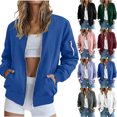 thumbnail image 1 of Chiccall Bomber Jackets for Women Lightweight Comfy Full Zip Long Sleeve Casual Coat Casual Everyday Outerwear, 1 of 7