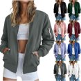 thumbnail image 1 of Chiccall Bomber Jackets for Women Lightweight Comfy Full Zip Long Sleeve Casual Coat Casual Everyday Outerwear, 1 of 7
