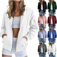 thumbnail image 1 of Chiccall Bomber Jackets for Women Lightweight Comfy Full Zip Long Sleeve Casual Coat Casual Everyday Outerwear, 1 of 4