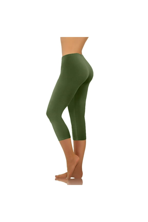 Under $5.00,Chiccall Capri Leggings for Women Stretchy Mid Waist Yoga Pants Sports Gym Clothes Workout Running Leggings