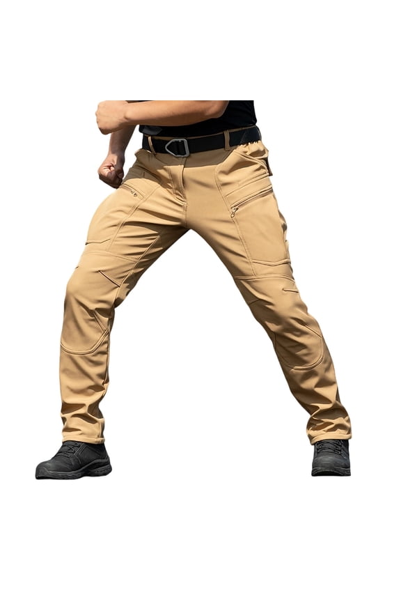 Cargo Pants for Men Fleece Lined Soft Waterproof Ripstop Work Pants Outdoor Ski Hiking Pants with Multiple Pockets