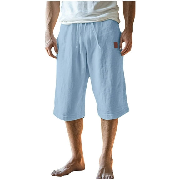 Chiccall Casual Capri Pants Loose Elastic Waist Drawstring Pants Summer Lightweight Breathable Beach Trousers with Pocket