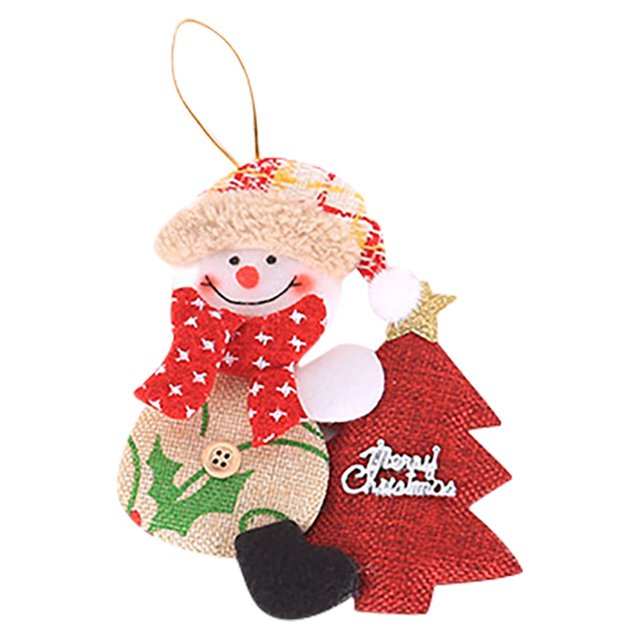 4PC Christmas Hanging Ornaments – Santa, Snowman, Doll – Cloth Decor Set, Red, Reusable