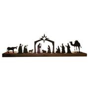 Chiccall Christmas Table Decorations, Nativity Scene Sets For Christmas Indoor Black Metal Nativity Set With Wood, Base People Tree Nativity Set Home Decor,on Clearance