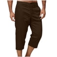 thumbnail image 1 of Chiccall Classic Cargo Shorts for Men Below Knee Capri Pants Back Elastic Button Zipper Fashion Straight Leg Shorts with Pockets, 1 of 7