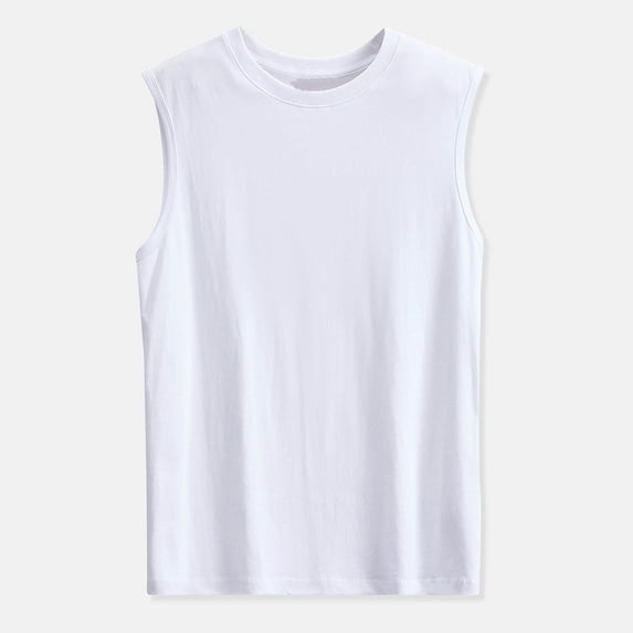 Chiccall Cotton Summer Tops for Men Lightweight Crew Neck Sleeveless Tank Tops Solid Breathable Casual Beach Sweat Shirts