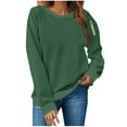 thumbnail image 1 of Chiccall Crew Neck Sweatshirts for Women Pullover Sweatshirts Fall Casual Loose Fit Long Sleeve Tops with Sleeve Zip Pocket, 1 of 5