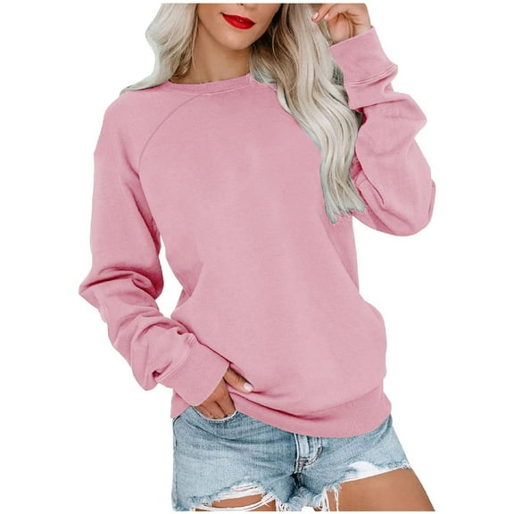 Chiccall Crew Neck Sweatshirts for Women Pullover Sweatshirts Fall Casual Loose Fit Long Sleeve Tops