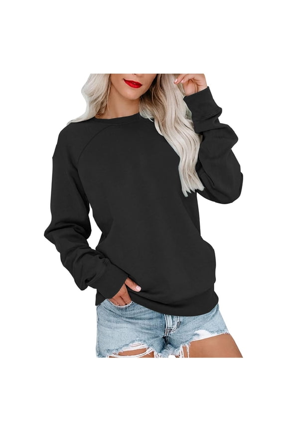 Crew Neck Sweatshirts for Women Pullover Sweatshirts Fall Casual Loose Fit Long Sleeve Tops