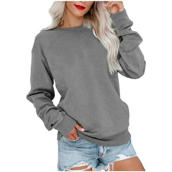 Chiccall Crew Neck Sweatshirts for Women Pullover Sweatshirts Fall Casual Loose Fit Long Sleeve Tops