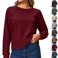thumbnail image 1 of Chiccall Cropped Sweatshirt for Women Crewneck Long Sleeve Basic Crop Tops Loose Fit Pullover Sweat Shirts, 1 of 7