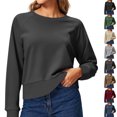 thumbnail image 1 of Chiccall Cropped Sweatshirt for Women Crewneck Long Sleeve Basic Crop Tops Loose Fit Pullover Sweat Shirts, 1 of 7