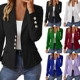 thumbnail image 1 of Chiccall Fitted Waist Long Sleeve Blazer Jacket for Women Solid Notched Collar Button Open Front Peplum Suit Coat with Pockets, 1 of 5