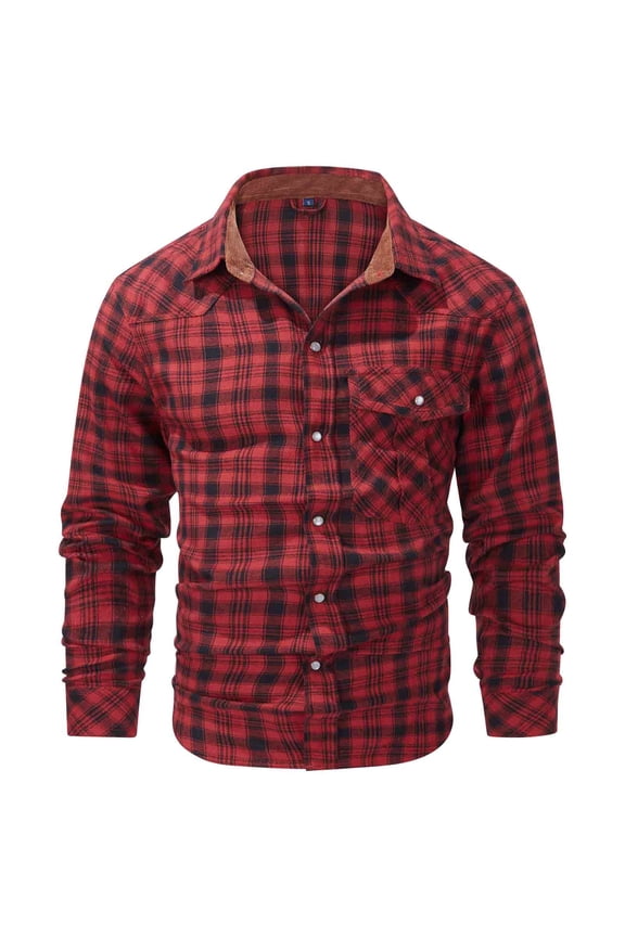 Flannel Shirt for Men Western Vintage Pearl Snap Shirts Lightweight Casual Cozy Mens Plaid Shirt with Pocket