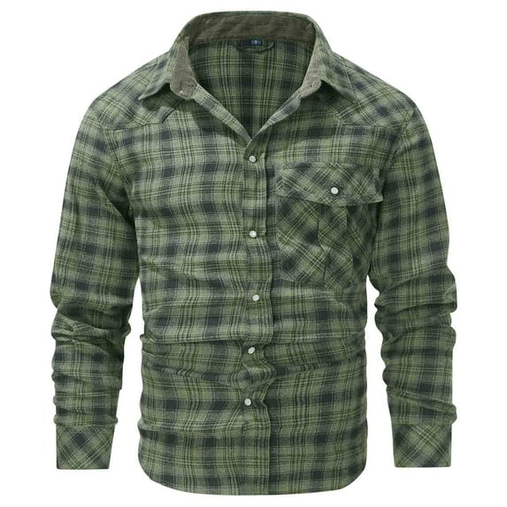 Chiccall Flannel Shirt for Men Western Vintage Pearl Snap Shirts Lightweight Casual Cozy Mens Plaid Shirt with Pocket