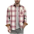 thumbnail image 1 of Chiccall Flannel Shirts for Men Vinatge Casual Plaid Colorblock Long Sleeve Lapel Button Down Shirts with Breasted Pocket, 1 of 5