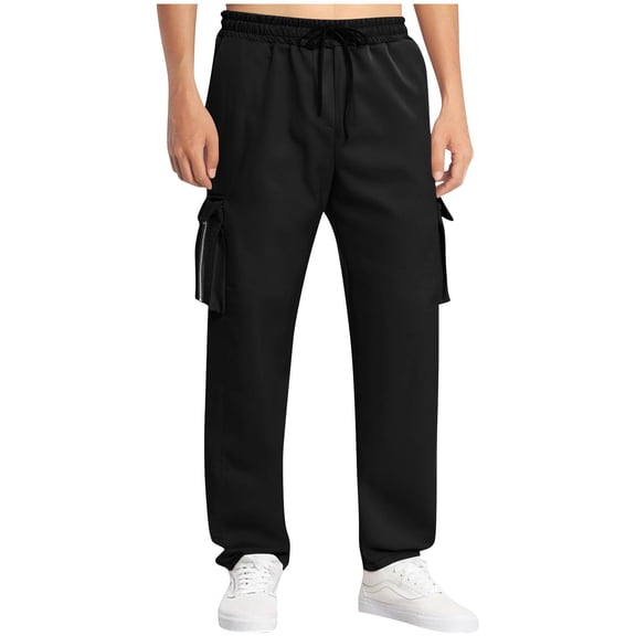 Chiccall Fleece Lined Cargo Pants for Men Casual Straight Leg Outdoor Hiking Pants Workout Joggers Pants with Multi-Pockets