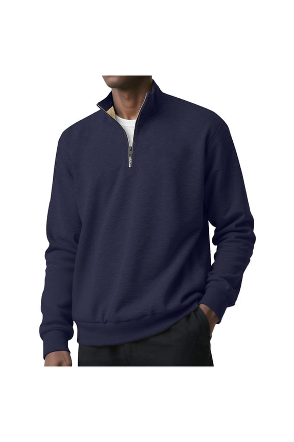 Fleece Lined Sweatshirts Quarter Zip Stand Collar Sweaters Fall Winter Lightweight Warm Pullover Tops
