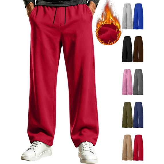 Chiccall Fleece Sweatpants for Men Oversized Open Bottom Baggy Wide Leg Casual Elastic Waist Drawstring Lounge Workout Athletic Pants with 4 Pockets