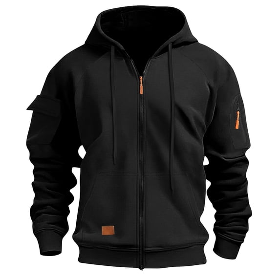 Chiccall Full Zip Hoodies for Men with 4 Pockets Outdoor Workout Fleece Sweatshirt Casual Colorblock Drawstring Hoodie