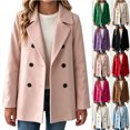 thumbnail image 1 of Chiccall Girls Double Breasted Trench Coat Kids Classic Notch Lapel Long Sleeve Button Up Short Peacoat Fall Winter Fashion Outerwear Jacket Pink 150, 1 of 9