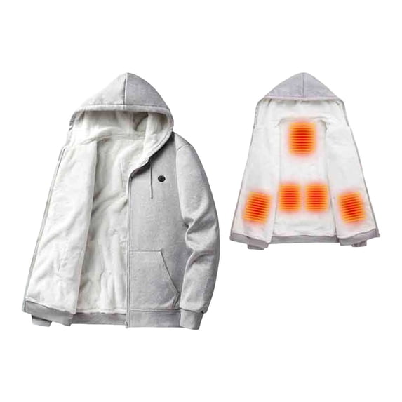 Chiccall Heated Hoodies for Men 5 Heating Zones Fleece Lining Zip Up Hoodie Long Sleeve Hooded Sweatshirt Jackets with Pockets without Battery