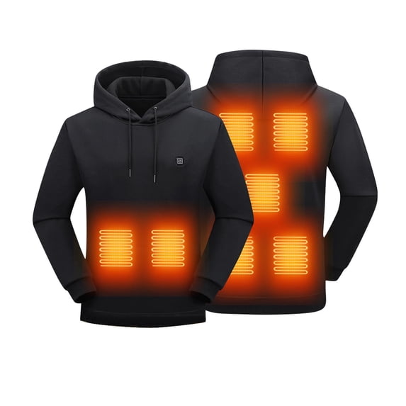 Chiccall Heated Hoodies for Men 7 Zones Heating Pullover Hooded Drawstring Sweatshirt Fleece Lined Winter Thermal Outdoor Insulating Outerwears without Battery