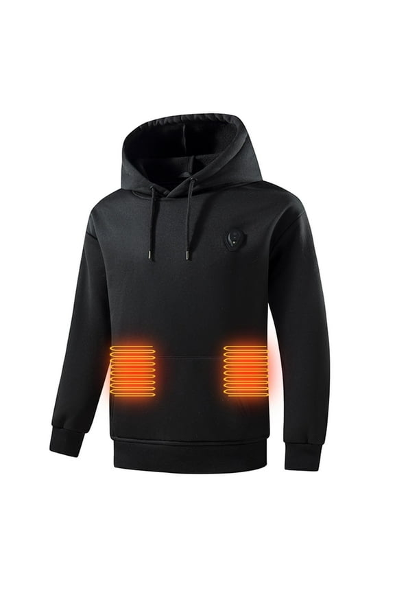 Heated Hoodies for Men with Light 5 Heating Zones Pullover Hooded Sweatshirts Fleece Lined Winter Thermal Heated Outdoor Sweater without Battery