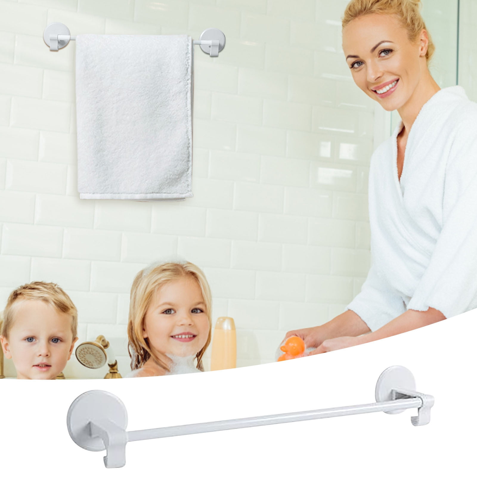 Chiccall Home Essentials Bathroom Towel Rack Hole Free Towel Rod Single ...